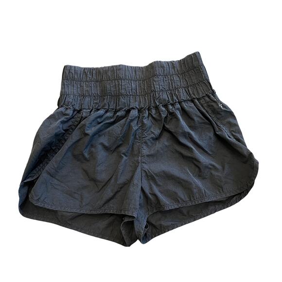FP Movement by Free People Black Smocked Waist High Rise Run Shorts Size Medium - Picture 1 of 4